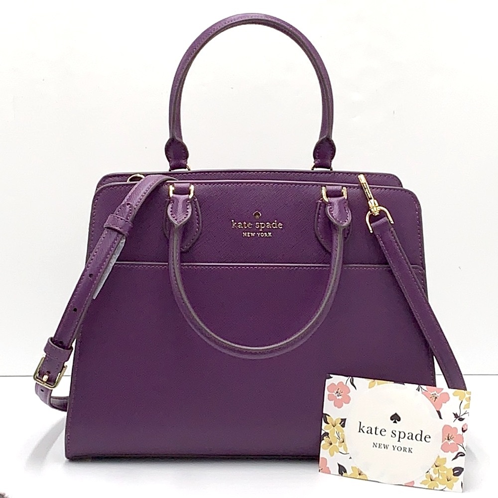 KATE SPADE Madison Saffiano Leather Medium Satchel RIPE PLUM COLOR - Picture 2 of 13